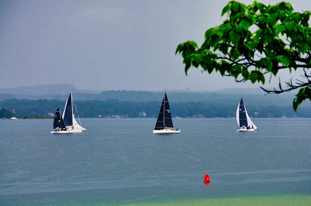 Sailboats rain
